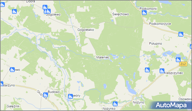 mapa Maleniec gmina Dębnica Kaszubska, Maleniec gmina Dębnica Kaszubska na mapie Targeo
