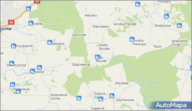 mapa Mały Buczek gmina Rychtal, Mały Buczek gmina Rychtal na mapie Targeo