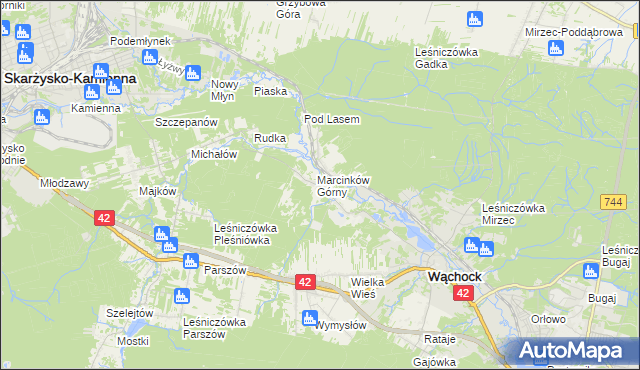 mapa Marcinków gmina Wąchock, Marcinków gmina Wąchock na mapie Targeo
