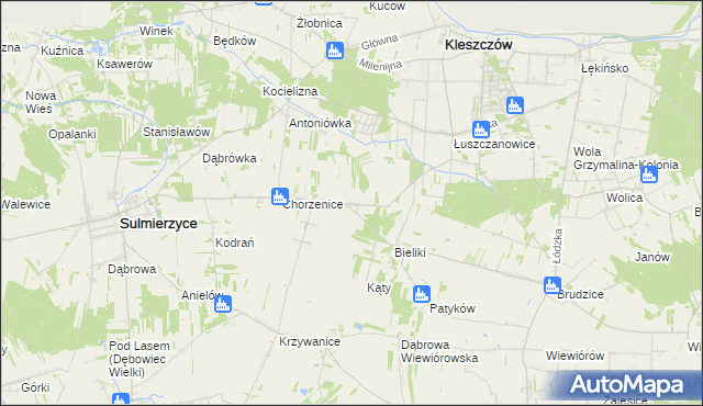 mapa Marcinów gmina Sulmierzyce, Marcinów gmina Sulmierzyce na mapie Targeo