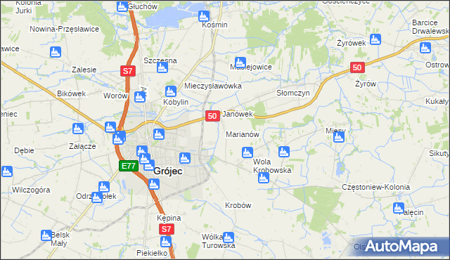 mapa Marianów gmina Grójec, Marianów gmina Grójec na mapie Targeo