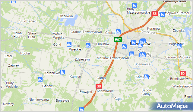 mapa Marków-Towarzystwo, Marków-Towarzystwo na mapie Targeo