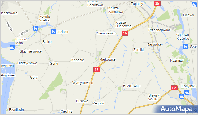 mapa Markowice gmina Strzelno, Markowice gmina Strzelno na mapie Targeo