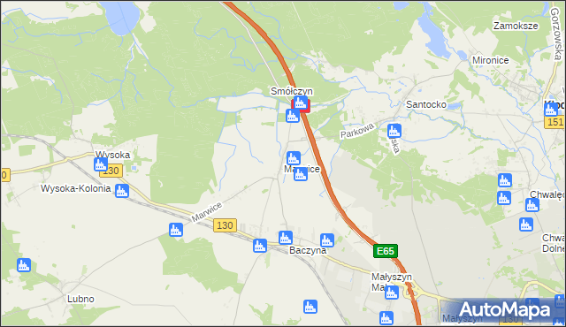 mapa Marwice gmina Lubiszyn, Marwice gmina Lubiszyn na mapie Targeo