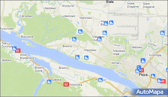 mapa Maszewo gmina Stara Biała, Maszewo gmina Stara Biała na mapie Targeo