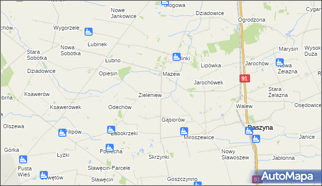 mapa Mazew-Kolonia, Mazew-Kolonia na mapie Targeo