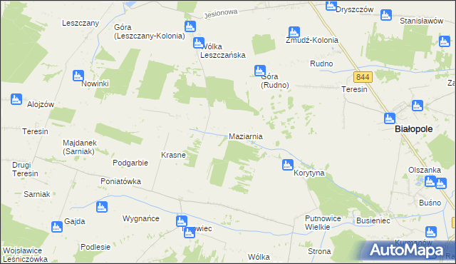 mapa Maziarnia gmina Żmudź, Maziarnia gmina Żmudź na mapie Targeo