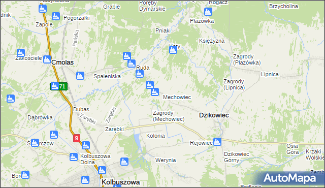 mapa Mechowiec, Mechowiec na mapie Targeo
