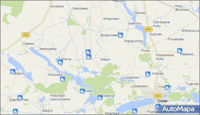 mapa Mełpin, Mełpin na mapie Targeo