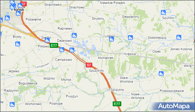 mapa Michalinek gmina Płońsk, Michalinek gmina Płońsk na mapie Targeo