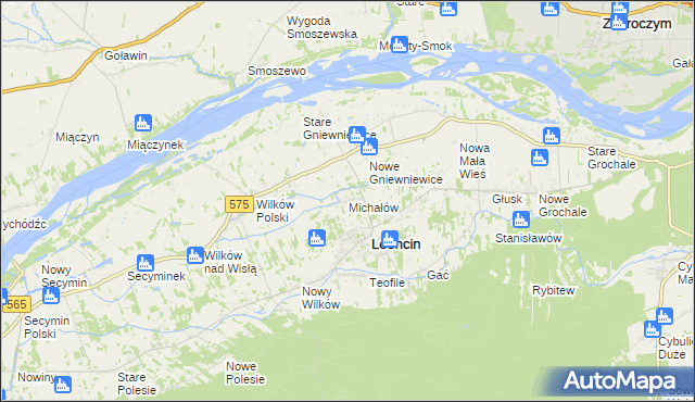 mapa Michałów gmina Leoncin, Michałów gmina Leoncin na mapie Targeo