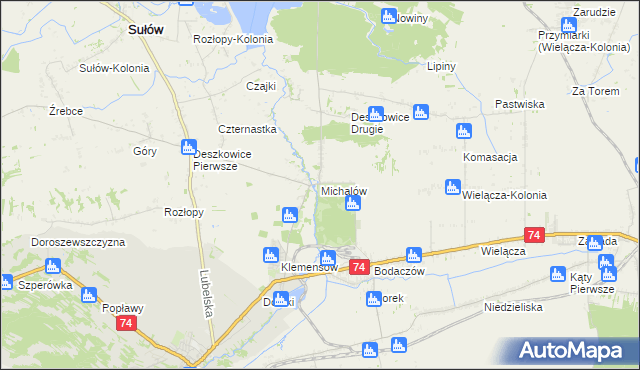mapa Michalów gmina Sułów, Michalów gmina Sułów na mapie Targeo