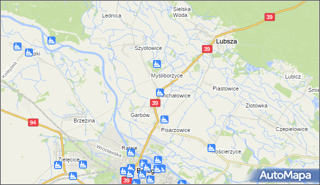 mapa Michałowice gmina Lubsza, Michałowice gmina Lubsza na mapie Targeo