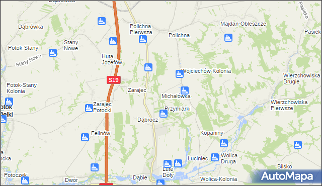 mapa Michałówka gmina Modliborzyce, Michałówka gmina Modliborzyce na mapie Targeo