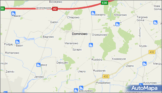 mapa Michałowo gmina Dominowo, Michałowo gmina Dominowo na mapie Targeo