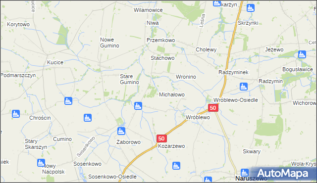 mapa Michałowo gmina Naruszewo, Michałowo gmina Naruszewo na mapie Targeo