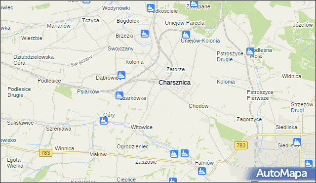 mapa Miechów-Charsznica, Miechów-Charsznica na mapie Targeo