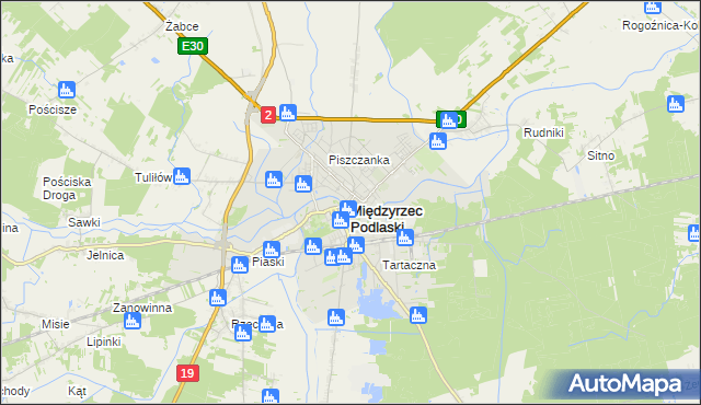 mapa Międzyrzec Podlaski, Międzyrzec Podlaski na mapie Targeo