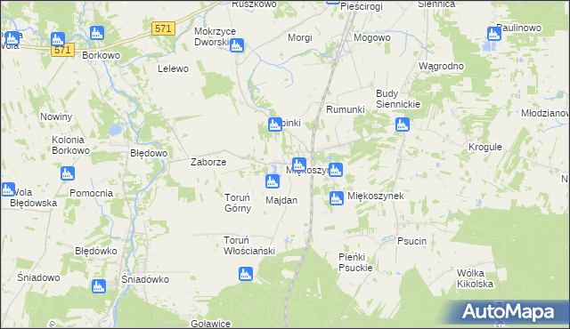 mapa Miękoszyn, Miękoszyn na mapie Targeo