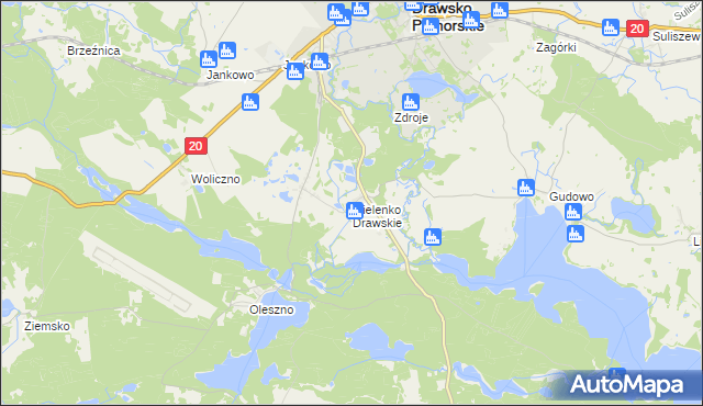 mapa Mielenko Drawskie, Mielenko Drawskie na mapie Targeo