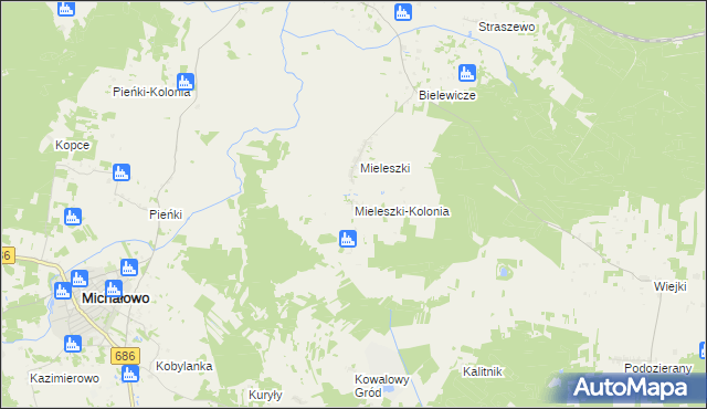 mapa Mieleszki-Kolonia, Mieleszki-Kolonia na mapie Targeo
