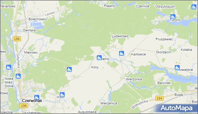 mapa Mielno gmina Czerwonak, Mielno gmina Czerwonak na mapie Targeo