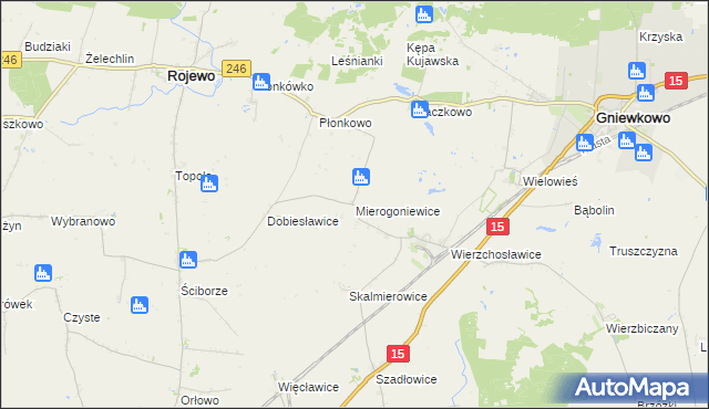 mapa Mierogoniewice, Mierogoniewice na mapie Targeo