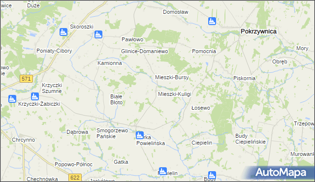 mapa Mieszki-Kuligi, Mieszki-Kuligi na mapie Targeo