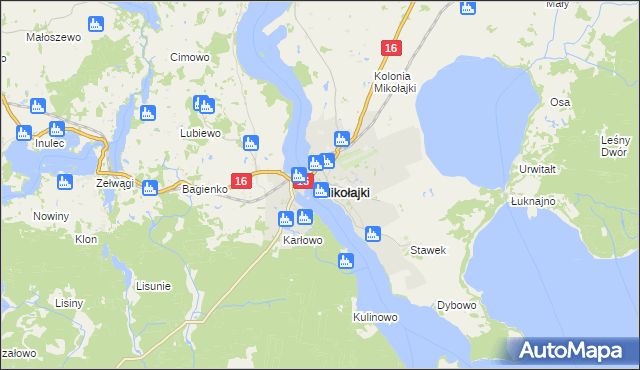 mapa Mikołajki powiat mrągowski, Mikołajki powiat mrągowski na mapie Targeo