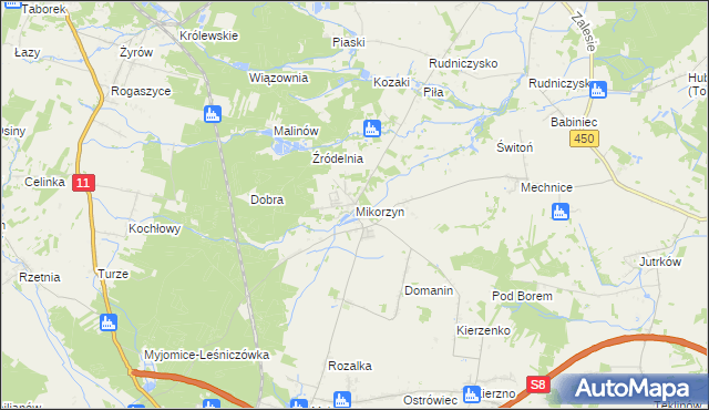 mapa Mikorzyn gmina Kępno, Mikorzyn gmina Kępno na mapie Targeo