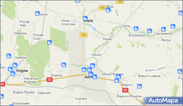 mapa Mikulin gmina Jeżów, Mikulin gmina Jeżów na mapie Targeo
