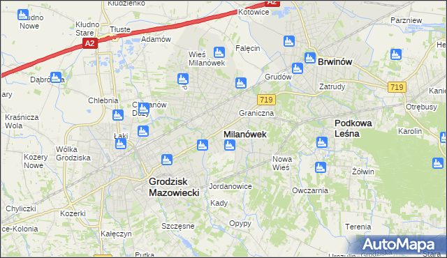 mapa Milanówek, Milanówek na mapie Targeo