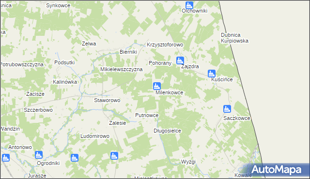 mapa Milenkowce, Milenkowce na mapie Targeo