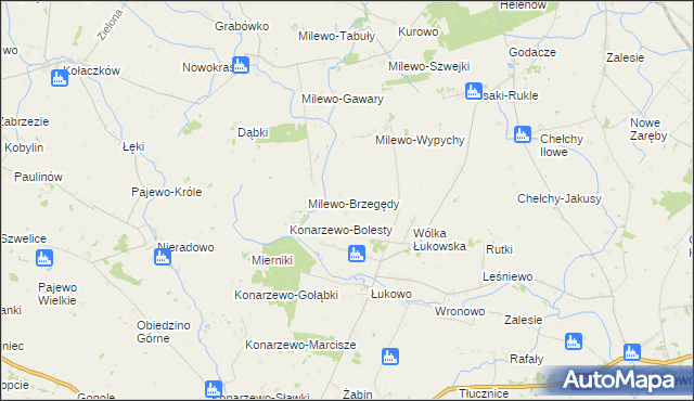 mapa Milewo-Malonki, Milewo-Malonki na mapie Targeo