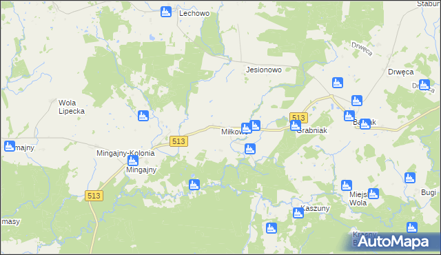 mapa Miłkowo gmina Orneta, Miłkowo gmina Orneta na mapie Targeo