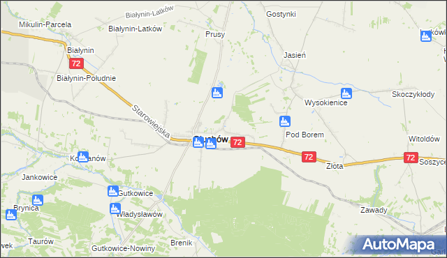 mapa Miłochniewice, Miłochniewice na mapie Targeo