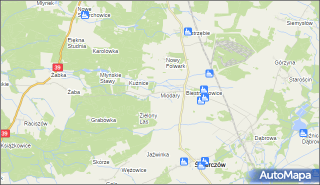 mapa Miodary gmina Świerczów, Miodary gmina Świerczów na mapie Targeo