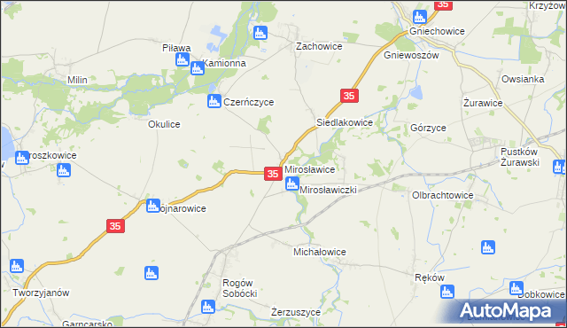 mapa Mirosławice gmina Sobótka, Mirosławice gmina Sobótka na mapie Targeo