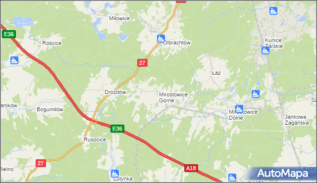 mapa Mirostowice Górne, Mirostowice Górne na mapie Targeo