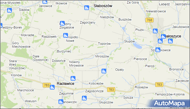 mapa Miroszów, Miroszów na mapie Targeo