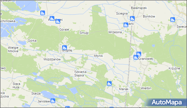 mapa Młynik gmina Sośnie, Młynik gmina Sośnie na mapie Targeo