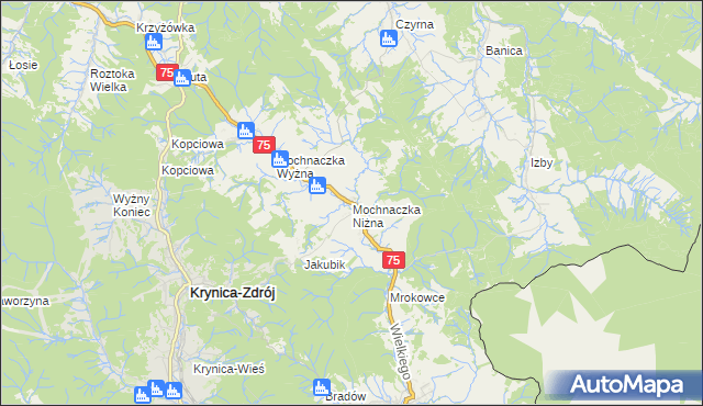 mapa Mochnaczka Niżna, Mochnaczka Niżna na mapie Targeo