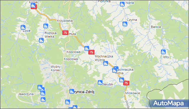 mapa Mochnaczka Wyżna, Mochnaczka Wyżna na mapie Targeo