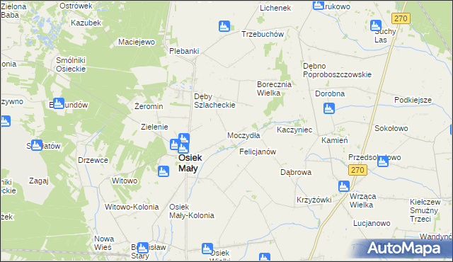 mapa Moczydła gmina Osiek Mały, Moczydła gmina Osiek Mały na mapie Targeo