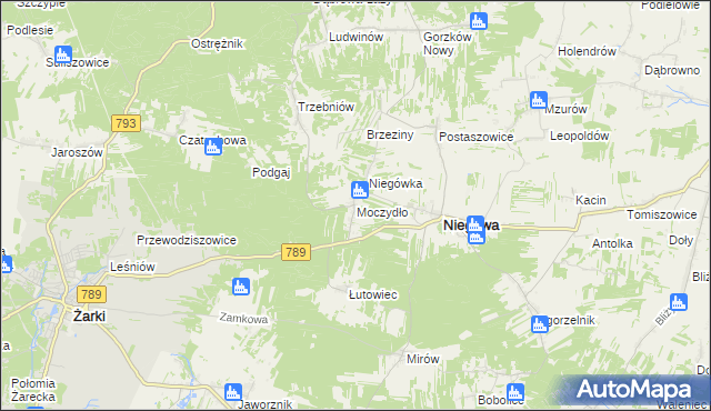 mapa Moczydło gmina Niegowa, Moczydło gmina Niegowa na mapie Targeo