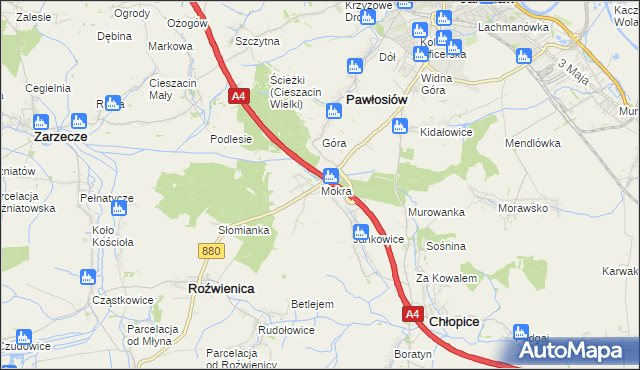 mapa Mokra gmina Roźwienica, Mokra gmina Roźwienica na mapie Targeo