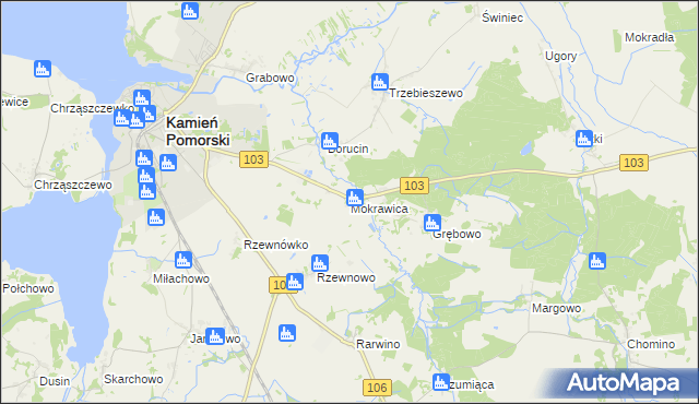 mapa Mokrawica, Mokrawica na mapie Targeo