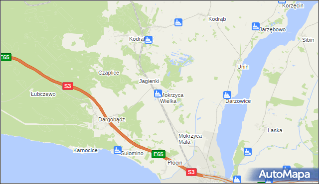 mapa Mokrzyca Wielka, Mokrzyca Wielka na mapie Targeo