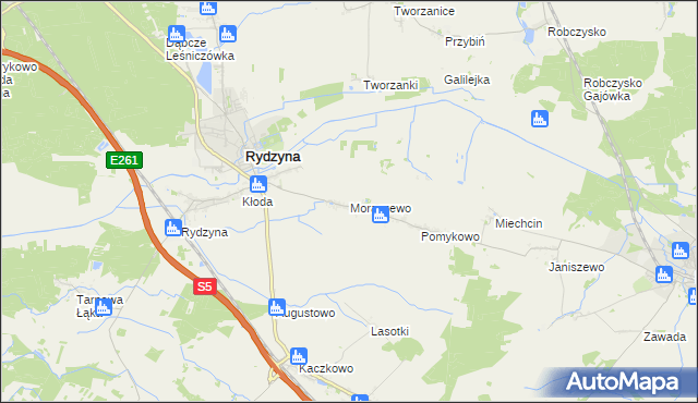 mapa Moraczewo gmina Rydzyna, Moraczewo gmina Rydzyna na mapie Targeo