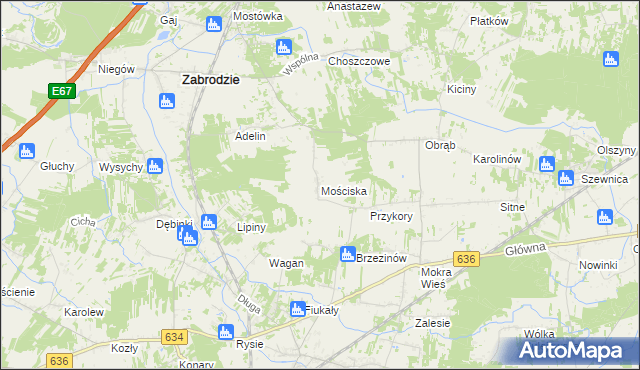 mapa Mościska gmina Zabrodzie, Mościska gmina Zabrodzie na mapie Targeo